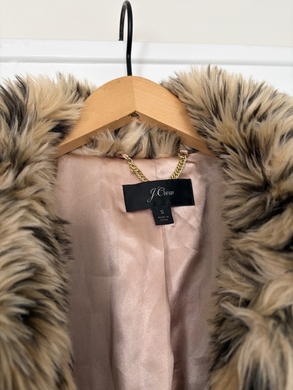 J Crew Faux Fur Leopard-Print Coat - Beige/Black - Picture 2 of 9